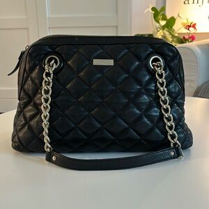 Kate Spade Quilted Shoulder Purse Black & Gold w/Dust Bag